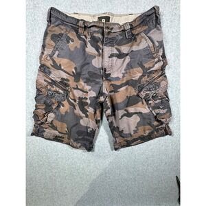 Jetlag Mens Camo Cargo Shorts Size 34 Brown‎ Grey Camouflage Multi Pocket Casual